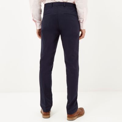 Navy smart stretch slim fit trousers